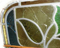 image of broken glass window .
